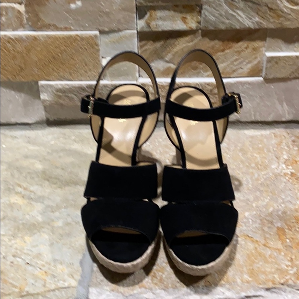 NEW, Michael Kors, black genuine suede 4” wedges - Picture 2 of 8
